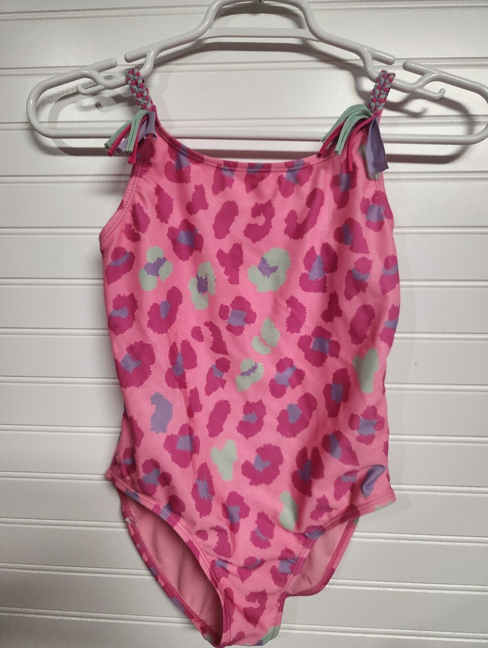 Wave Zone 10-12 Girlsnonr Piece Pink Leopard Print Bathing Suit